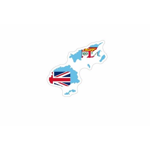 Autocollant Sticker Vinyl Voiture Moto Adhesif Carte Drapeau Fidji Fiji Fidjien