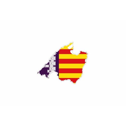 Autocollant Sticker Vinyl Voiture Moto Adhesif Carte Drapeau Mallorca Majorque Mallorque