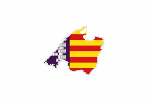 Autocollant Sticker Vinyl Voiture Moto Adhesif Carte Drapeau Mallorca Majorque Mallorque