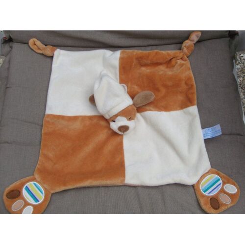 Doudou Chien Gipsy Plat  Marron Et Creme .