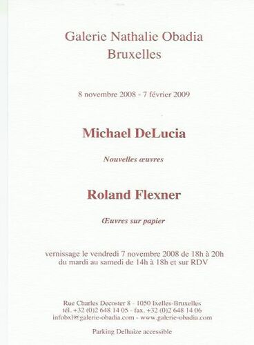 Carton D'invitation De Michael Delucia Et Roland Flexner Le 7novembre 2008 À La Galerie Nathalie Obadia, Bruxelles