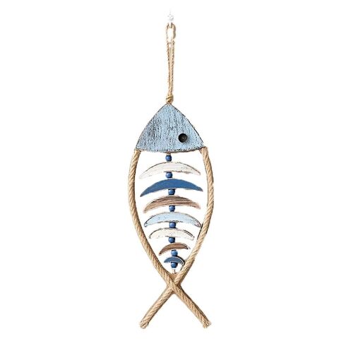 Décoration Murale Poisson En Bois, Décoration De Poisson Nautique Antique, Décoration Murale Poisson Sculpté À La Main, Pour La Plage Méditerranéenne Thème A