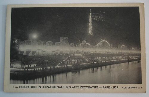 Carte Postale Ancienne Paris Exposition Internationale Des Arts Decoratifs 1925 Vue De Nuit