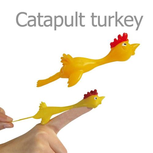 11.5cm Crier Poulet Jouets Nouveauté Main Catapulté Murs Verre Blague Doigt Jouets Extensible Volant Rire Dinde Collant Non Toxique