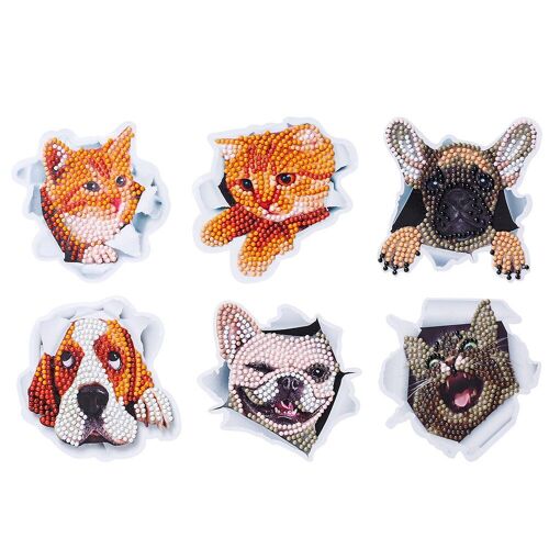 Peinture diamant faite à la main pour réfrigérateur, autocollants, mosaïque, artisanat, jouets, cadeau, artisanat d'art pour livre de téléphone portable, tasse, 6 pièces
