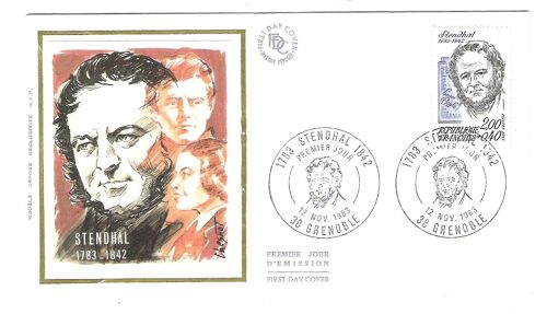Enveloppe Du Premier Jour D'émission Du Timbre De L'écrivain Stendhal Pour Le Bicentenaire De Sa Naissance