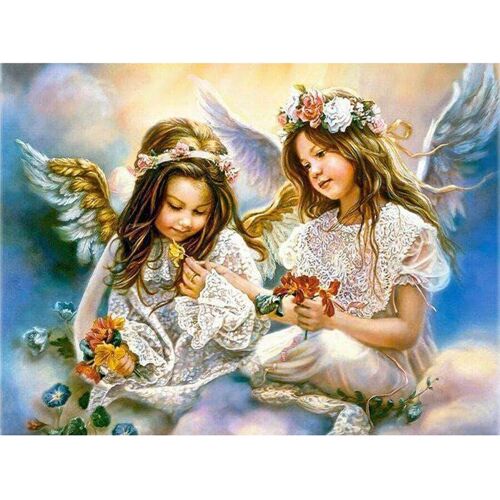 Peinture Au Diamant Diy (Peinture Uniquement, Sans Cadre) Peinture Diamant Thème Ange, Broderie Complète 5d Avec Strass Carrés Bri 40*50cm