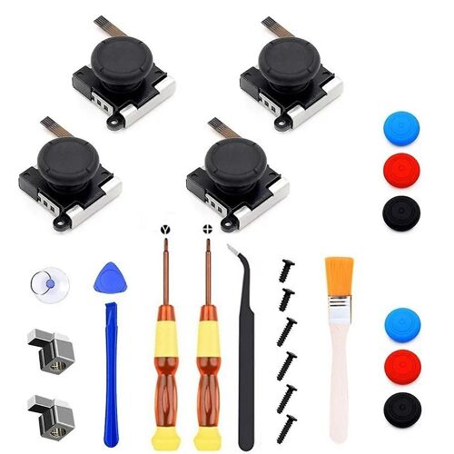 25pcs Set 3d Analogique Joystick + Tournevis + Joystick Capuchon Commutateur Lite Joycon Contrôleur Réparation Accessoires
