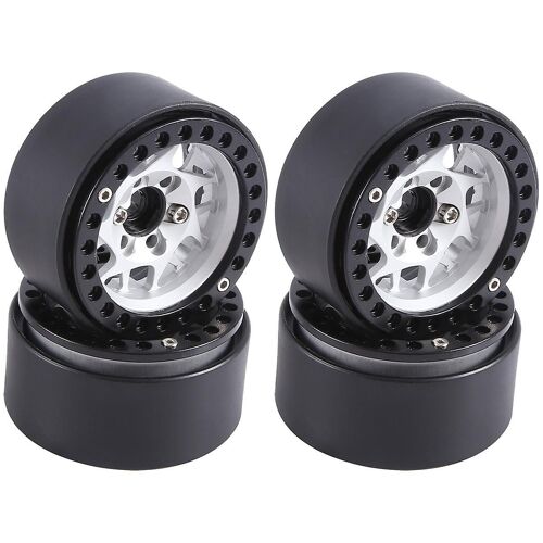 4pcs 1.9 Pouces Métal Beadlock Roue Moyeu Jante Pour 1/10 Rc Crawler Car Trx4 Axial Scx10 Redcat Gen8, Silv