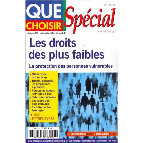Que Choisir Special : Les Droits Des Plus Faibles 93