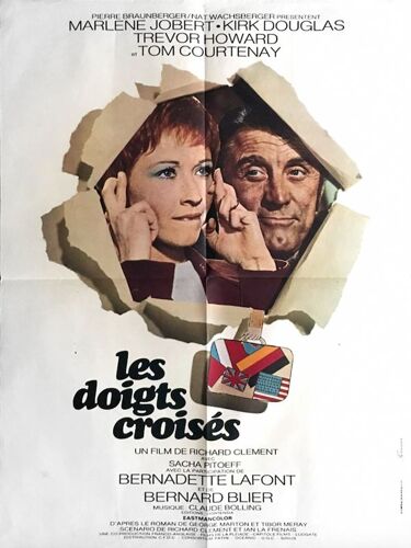 Les Doigts Croisés (To Catch A Spy) - Véritable Affiche De Cinéma Pliée - Format 60x80 Cm - De Dick Clement Avec Kirk Douglas, Marlène Jobert, Trevor Howard, Bernadette Lafont, Bernard Blier - 1971