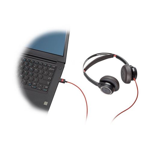 Poly Blackwire 7225 - Micro-casque - sur-oreille - filaire - Suppresseur de bruit actif - USB - noir - Certifié pour Microsoft Teams
