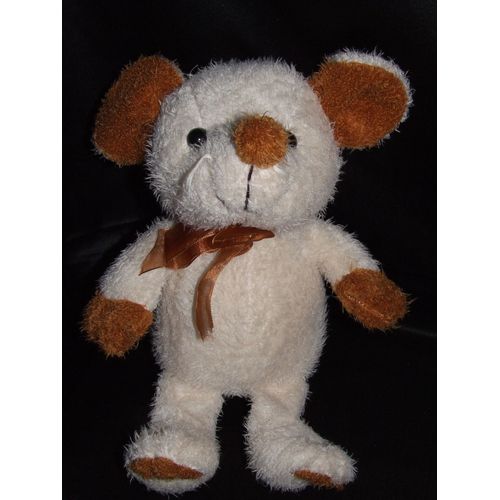 Souris Sandy Doudou Blanc Marron Peluche De 30 Cm