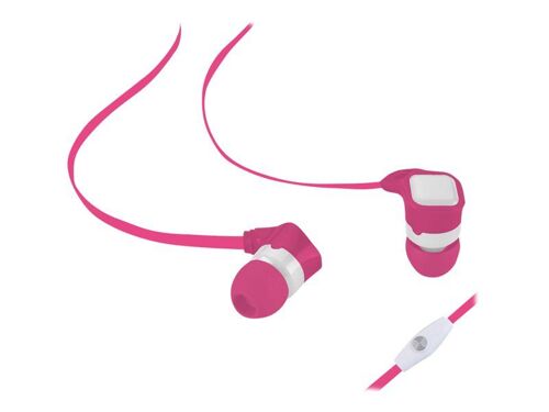 WE - Écouteurs avec micro - intra-auriculaire - filaire - jack 3,5mm - blanc, fuchsia