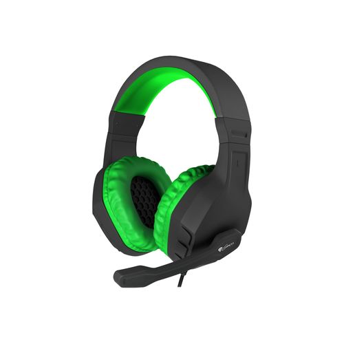 Natec Genesis Argon 200 - Micro-casque - circum-aural - filaire - jack 3,5mm - noir, vert