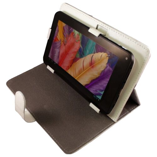 Housse Tablette Tactile Universelle 9' Mode Paysage Simili Cuir Blanc Brillant Yonis