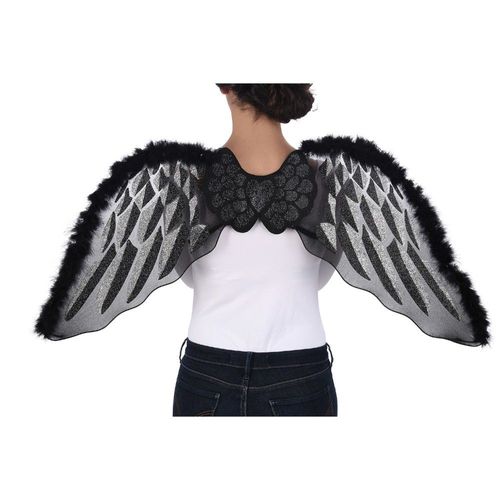 Ailes Ange Noir 43cmx1m Argent