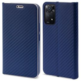 Moozy Étui Portefeuille Pour Xiaomi Redmi Note 11 Pro 5g Et 4g, Bleu Foncé Carbone - Étui À Rabat Avec Bordure