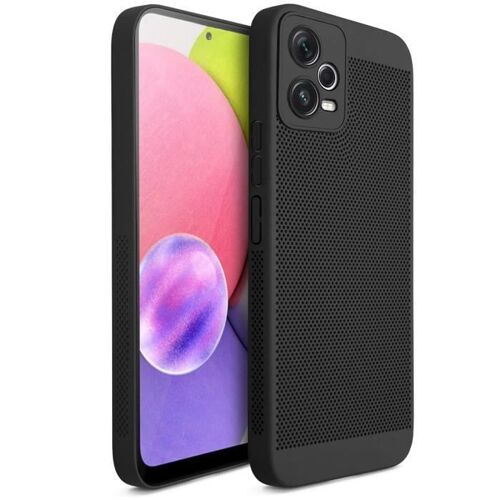 Moozy VentiGuard Coque de téléphone pour Xiaomi Redmi Note 12 Pro 5G, Noir Housse respirante avec motif perforé pour la