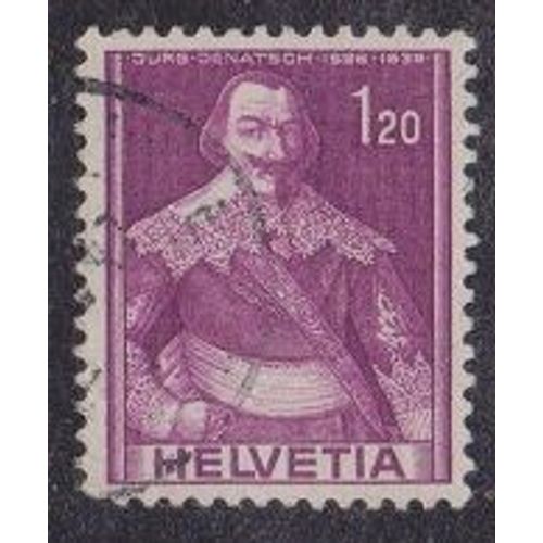 Timbre De Suisse N°364 Y&t 1,20 F Violet Sur Gris Série Historique Jurg Jenatsch