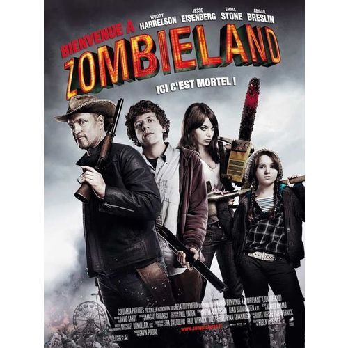 Bienvenue À Zombieland (Zombieland) - Véritable Affiche De Cinéma Pliée -Format 120x160 Cm-De Ruben Fleischer Avec Woody Harrelson, Jesse Eisenberg, Abigail Breslin, Emma Stone, Bill Murray - 2009