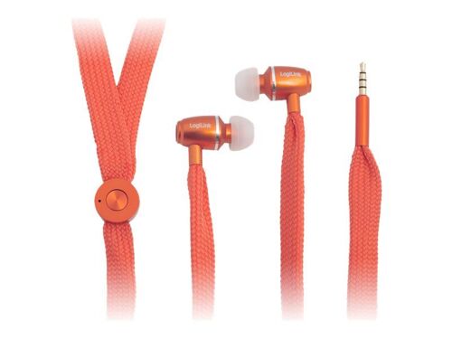 LogiLink Stereo In-Ear Headphones with Microphone - Micro-casque - intra-auriculaire - filaire - orange