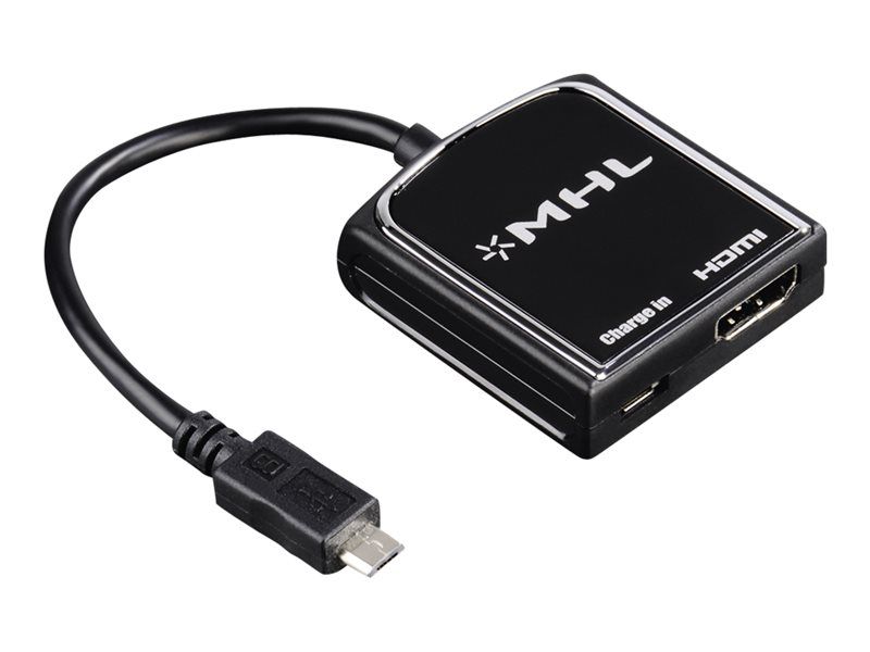 Hama MHL Adapter - Adaptateur audio/vidéo - Micro-USB de type B mâle pour HDMI, Micro-USB de type B femelle - 20 cm - noir