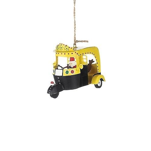 Shoeless Joe Metal Santa in Tuk Tuk Christmas Tree Decoration