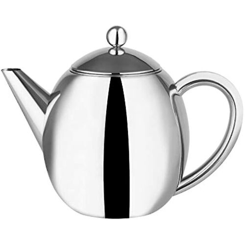 Théière isolée en acier inoxydable poli à double paroi de 12 l avec panier d'infusion (acier inoxydable poli)-Yvan