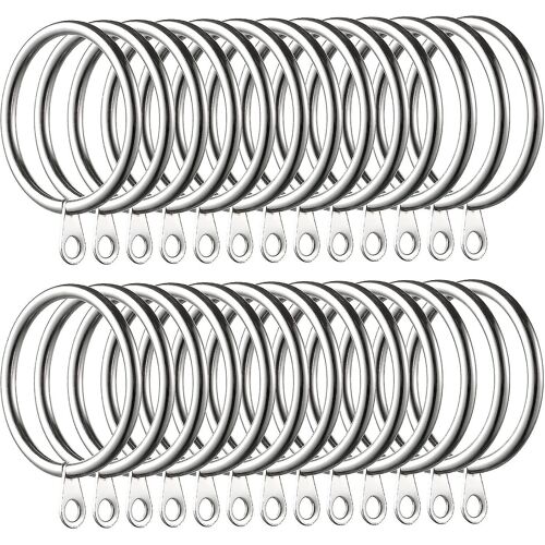 60 pièces anneaux de rideau, anneaux de suspension de rideau en métal pour rideaux et tringles, diamètre intérieur de 38 mm (argent)