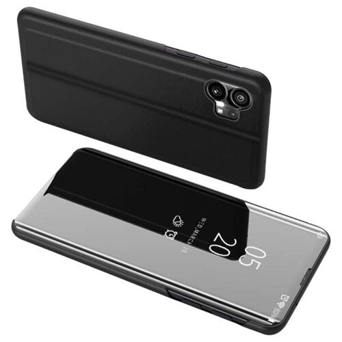 Housse pour Nothing Phone 1 - etui coque portefeuille clear view + verre trempe - NOIR