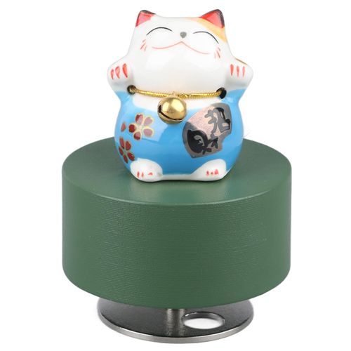 Boîte à musique Forme ronde Fortune Cat Style Mélodie Agréable Boîte à Musique Durable Enfants Exquis Pour Enfants Bureau Familial Chat Fortune Bleu