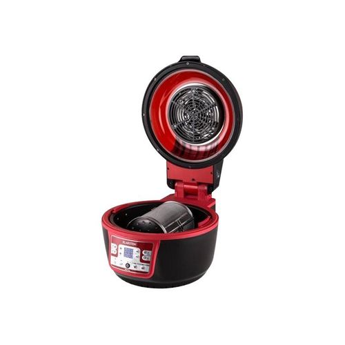 KKlarstein VitAir Turbo - Friteuse à  air chaud de 1400W avec fonction grill pour cuisson sans graisse de viandes, gateaux, pizza... (capacité de 9L, divers programmes et accessoires) - rouge & noir