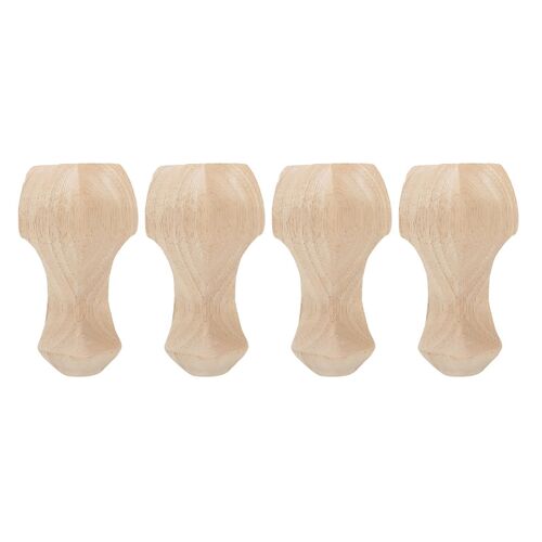 4pcs pieds de meubles en bois sculpté à la main : table basse et support de canapé (12x6cm)
