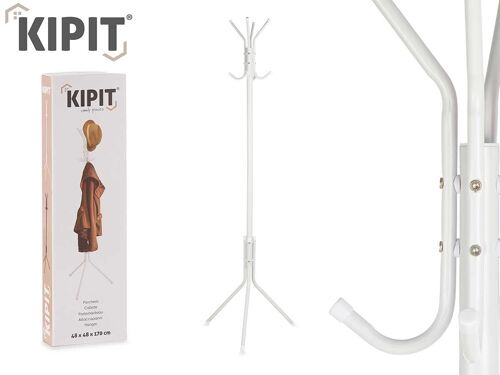 LA PENDERIE PORTANT A VETEMENTS PORTE MANTEAU PORTE VETEMENT 8 PATERES EN METAL BLANC 48X48X170CM