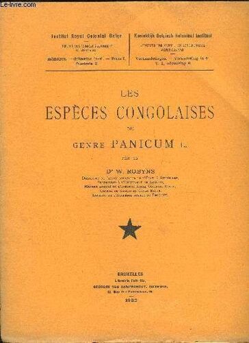 Les Especes Congolaises Du Genre Digitaria Hall. - Fascicule 6