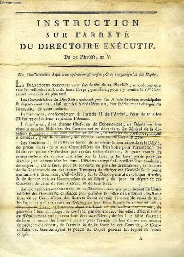 Instruction Sur L'arrete Du Directoire Executif Du 25 Pluviose An V