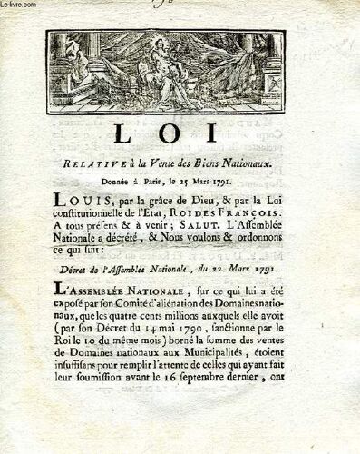 Loi, Relative A La Vente Des Biens Nationaux