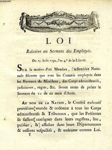 Loi, Relative Au Serment Des Employes
