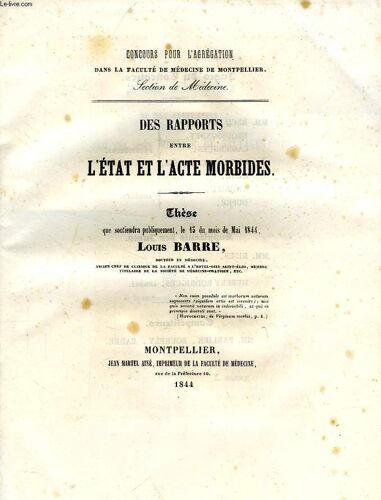 Des Rapports Entre L'etat Et L'acte Morbides (These)