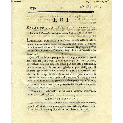 Loi, N° 532, Relative A La Haute-Cour Nationale