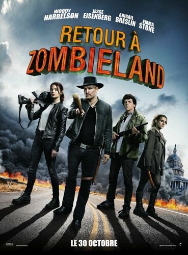 Retour À Zombieland (Zombieland: Double Tap) - Véritable Affiche De Cinéma Pliée - Format 40x60 Cm - De Ruben Fleischer Avec Woody Harrelson, Emma Stone, Jesse Eisenber, Abigail Breslin - 2019