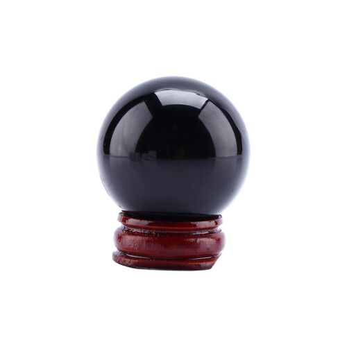 Chaud Asiatique Rare Naturel Noir Quartz Verre Guérison Boule Sphère 40mm + Stand