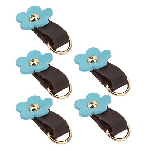5 Pcs Fermeture Éclair Tirette Têtes Split En Cuir Fleur Forme Bricolage Vêtements Accessoires De Couturebleu