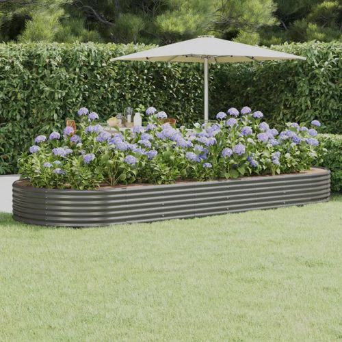 Prolenta Premium - Lit Surélevé De Jardin Acier Galvanisé 373x140x36cm Gris