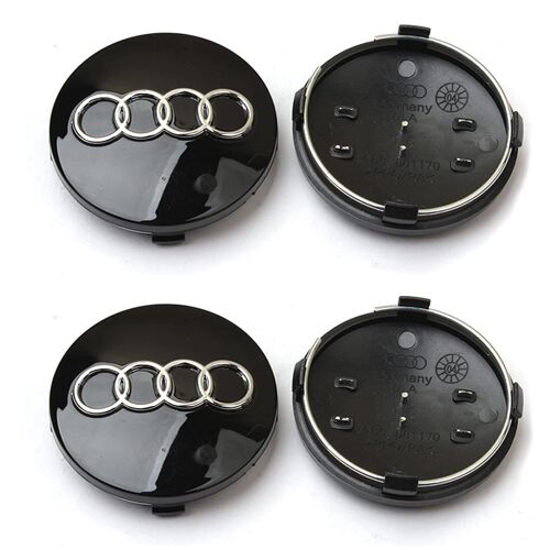 4 Pièces Auto Cache Moyeux Pour Audi 60mm Cache Moyeu Aluminium + Abs Cache De Roue Centrale Abs Accessoires De Voiture