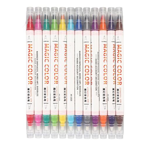 12 Couleurs Double Pointe Couleur Changeant Couleur Surligneur Marqueurs Stylos Double Extrémité Couleur Changeant De Couleur Surligneur Pour Les Projets Artistiques De Bricolage