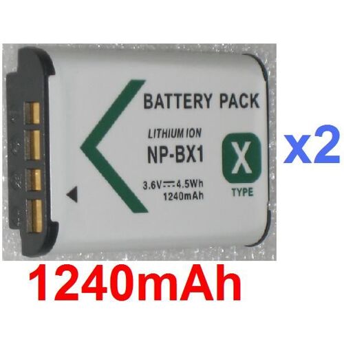Pack de 2 Batteries Pour SONY NP-BX1 NPBX1, Sony Cyber-shot DSC-RX100 DSCRX100 DSCRX100/B **1240mAh*