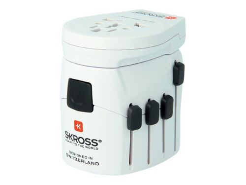 SKROSS World Travel Adapter PRO World & USB - Adaptateur secteur - CA 100-250 V - blanc