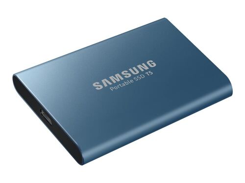 Samsung T5 MU-PA500 - SSD - chiffré - 500 Go - externe (portable) - USB 3.1 Gen 2 (USB-C connecteur) - AES 256 bits - Bleu océan